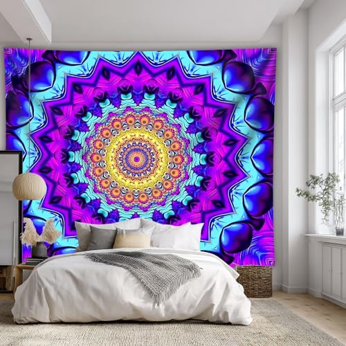 Blacklight Mandala Tapestry for Bedroom