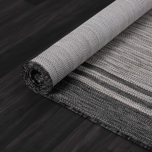 Bordered Outdoor Rug 8x10 Washable Outside Carpet for Indoor Patio Porch Waterproof Easy Cleaning Non Shedding Area Rugs Dark Gray 8 x 10