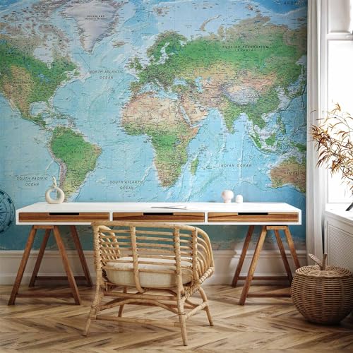 Wall Mural World Map 77x55 in (29.49 Sq Ft)