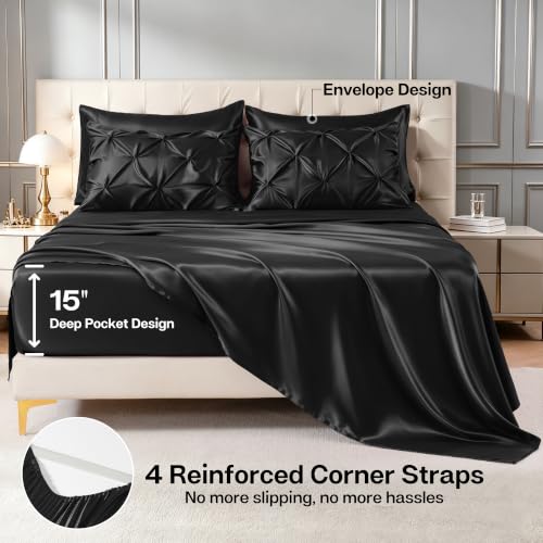 Satin King Size Comforter Set Black