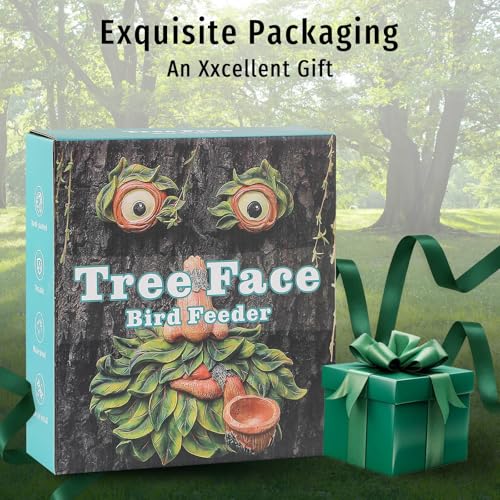 Tree Face Garden Decor with Bird Feeder
