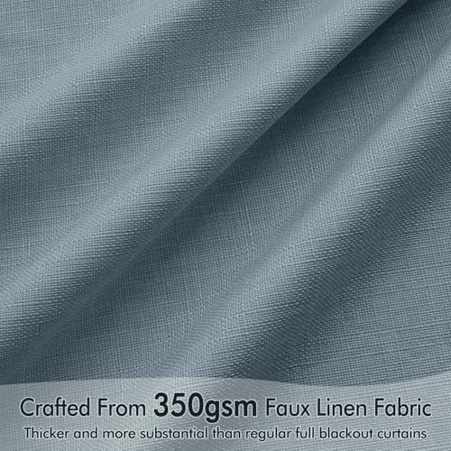 100% Blackout Back Tab Pleat Linen Curtains 50" Wx90 L (2 Count)