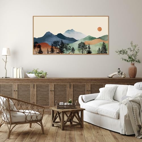 Boho Mountain Framed Canvas Wall Art