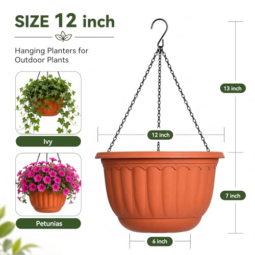 12 Inch Hanging Planters for Outdoor Plants (2 Count)