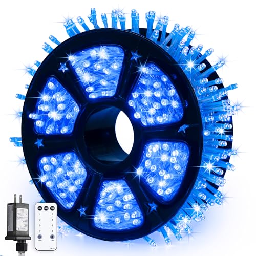 168ft 600 Blue LED Christmas Lights Outdoor Waterproof with Remote (168 Foot)