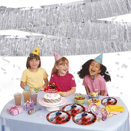 Silver Foil Fringe Garland 10FT 6packs for Parade Float Decorations (6 Count)
