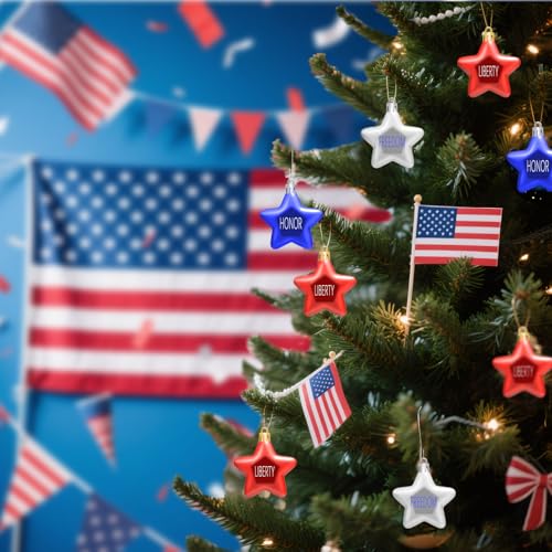 24 Pcs 4th of July Patriotic Tree Ornaments (10 Count)