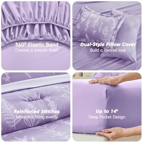 Lavender Purple Bed in a Bag King 7 Pieces