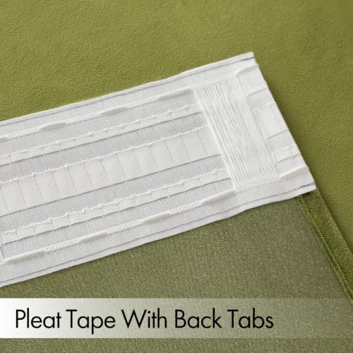 Moss Green Velvet Pinch Pleat Blackout Curtains W52 X L108 Inches