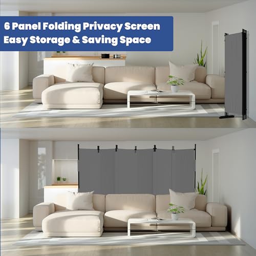 Room Divider 6 Panel Upgraded 132” Folding Screen Highly Secretive