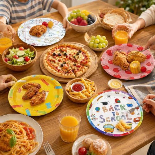 48PCS Back to School 7inch Paper Plates Disposable Party Supplies Tableware (48 Count)