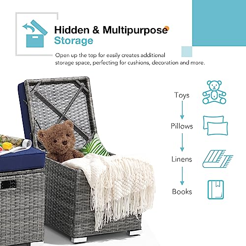 2 Piece Outdoor Patio Ottoman with Storage