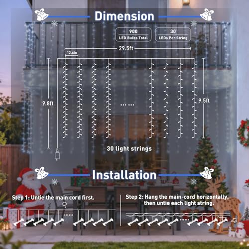 900LED Curtain Lights (29.5 Foot)