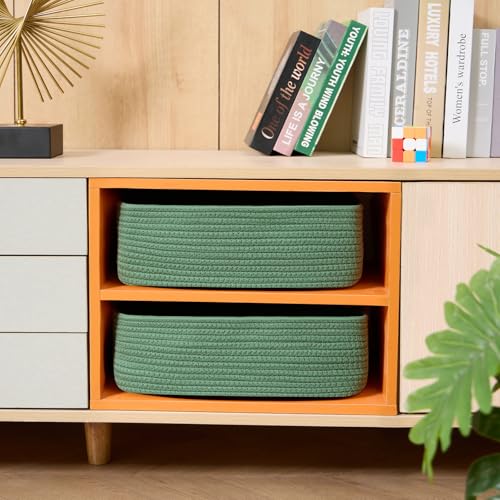 Large Shallow Organizing Baskets 15x11x5.1 Inches (3 Count)