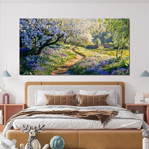 Flower Tree Landscape Wall Art Print Green Wall Art For Living Room 20"x40"