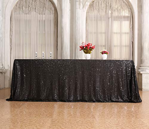 Sequin Tablecloth 50x72 Inch Black for Halloween Wedding Party