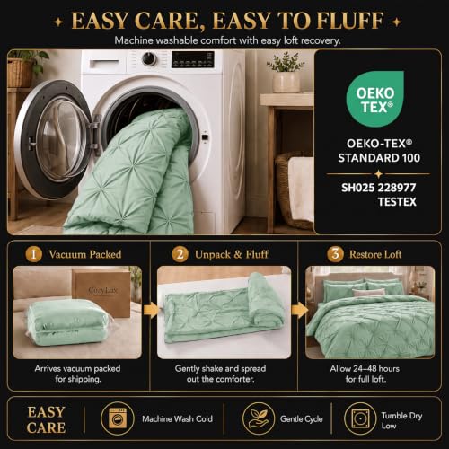 King Size Comforter Set Sage Green (7 Count)