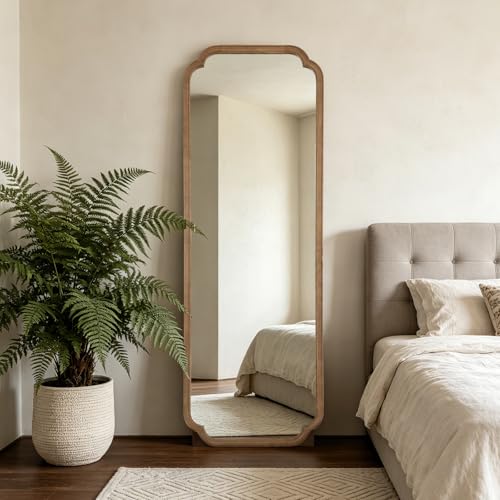 Farmhouse Full Length Mirror with Stand 22x65 Inch