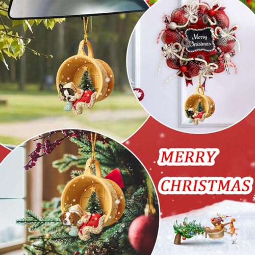 10 Pcs Christmas Hanging Ornaments Cute Teacup Sleeping Dog
