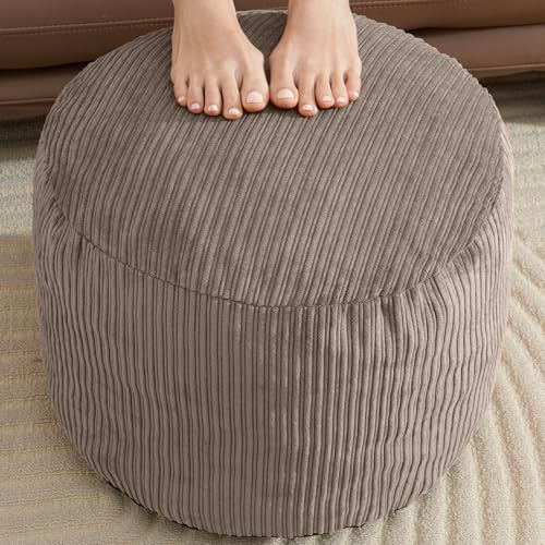 Pouf Ottoman Foot Stools with Foam Small Ottoman for Living Room Corduroy Ottomans Pouf 26x18 Floor Poufs Foot Rest for Chair Brown Hassocks and Ottomans