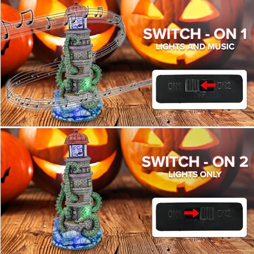 Lighthouse Attack Kraken Theme Spooky Halloween Village Multi