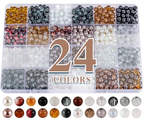 About 1200PCS 6mm Glass Beads Bracelet Making Kit (1200 Count)