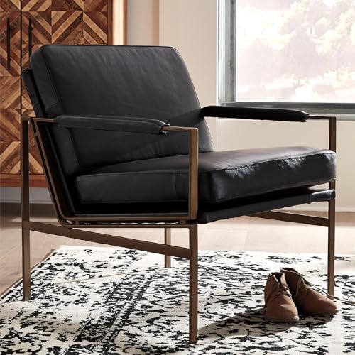 Puckman Modern Black Leather Accent Chair