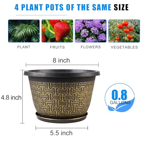 8 Inch Plant Pots (4 Count)