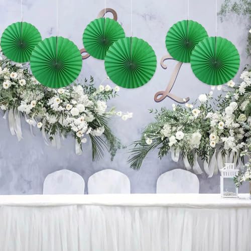 Green Party Decorations Green Hanging Paper Round Fans Bulk 16inch DIY (30 Count)