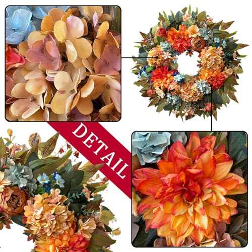 24 Inch Fall Hydrangea Peony Wreath Front Door Wreath