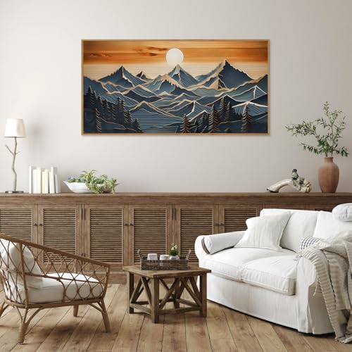 Large Mountains Framed Canvas Wall Art