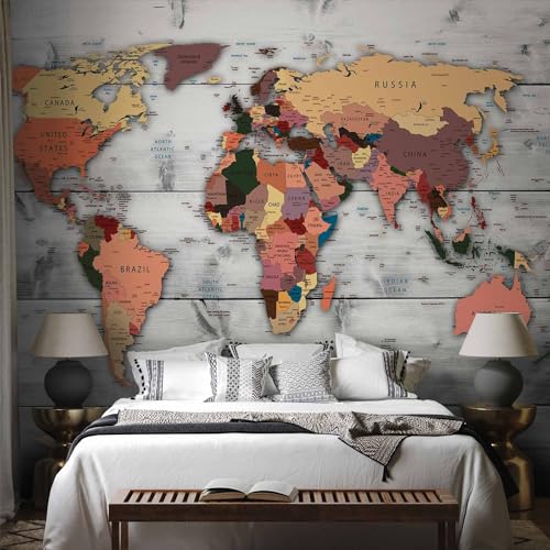 Wall Mural World Map 77x55 in (29.49 Sq Ft)