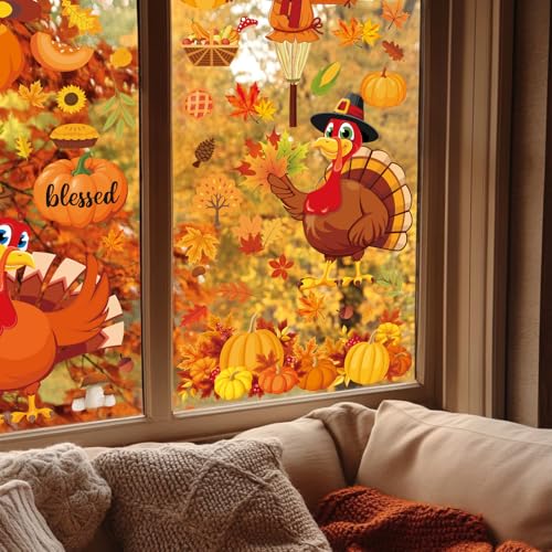 Fall Thanksgiving Window Clings 6 Sheets (6 Count)