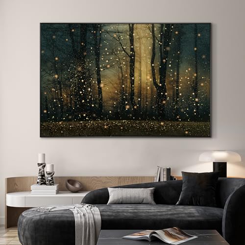 46"x72" Extra Large Framed Wall Art Magical Firefly Forest at Twilight