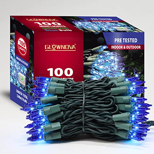 Green Wire Blue Incandescent Bulb 100 Mini String Lights for Indoor Christmas Tree Garland Birthday Wedding Party Festival Decoration (100 Count)