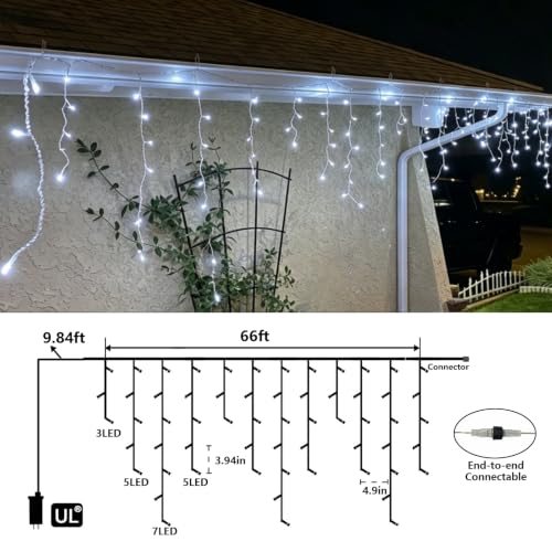Icicle Lights for Outside (66 Foot)