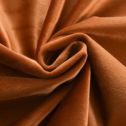 Super Soft Rustic Velvet Pumpkin Orange Blackout Drapes Room Darkening Curtains Panel Grommet Drapery 52 by 108