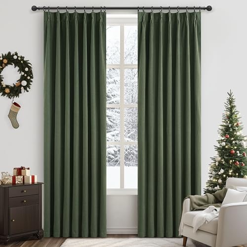 Olive Green Bedroom Curtains 84 Inch Length 2 Panels Set Burg (2 Count)