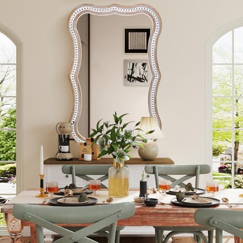 36x24 Inch Wavy Mirror for Wall Decor