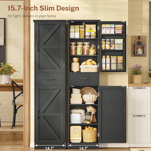 Tall Storage Cabinet with Door Shelves & Drawer