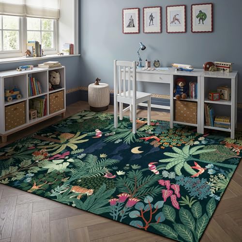 Midnight Jungle Kids Room Rug (35 Sq Ft)
