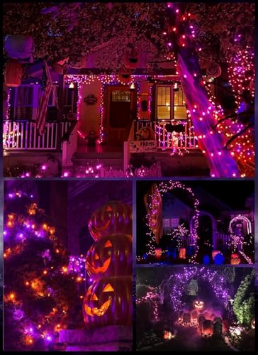 Orange and Purple Battery Operated Christmas String Lights