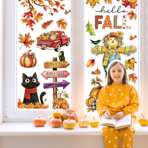 Vintage Fall Leaves Window Clings 6 Sheets (6 Count)
