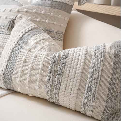 Gray Decorative Lumbar Pillow Cover 12x20