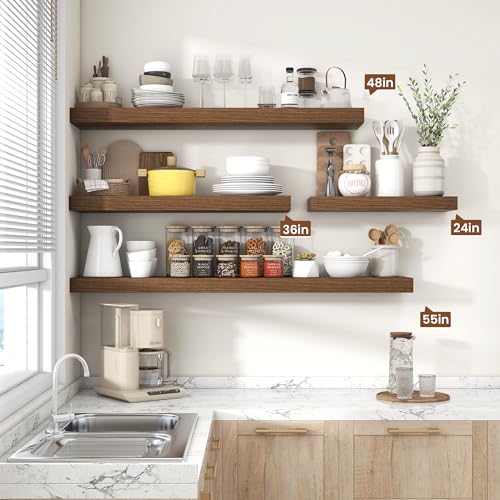 Floating Shelves 23.6" W x 10.3" D Walnut Set of 2 (2 Count)