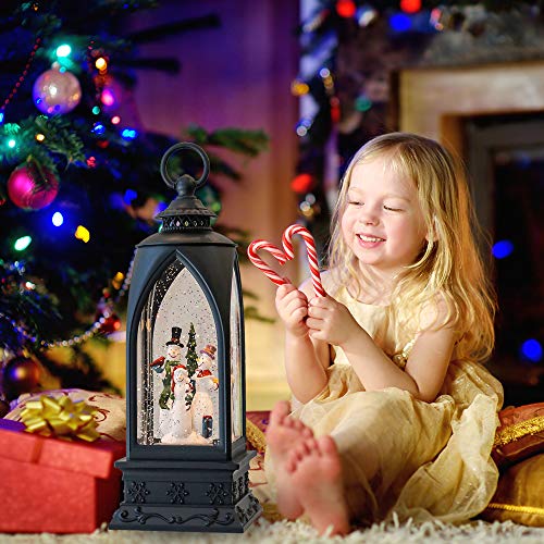 12” Christmas Snow Globe Lantern Snowman with Music & Timer