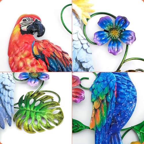Metal Colorful Parrots Wall Art (3 Count)