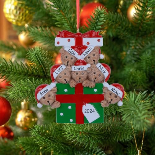 Personalized Bear Family of 7 Christmas Ornament 2026