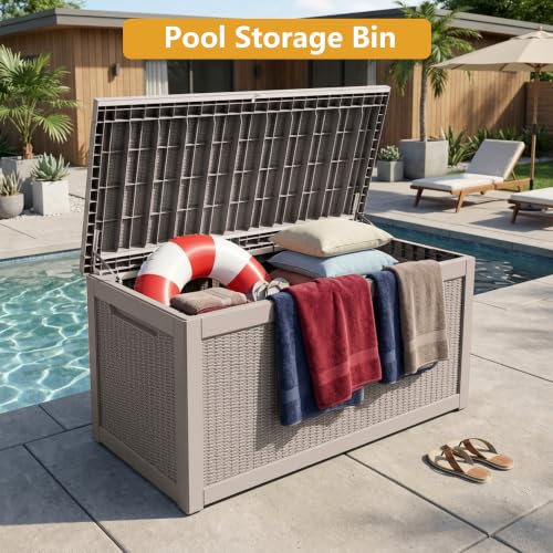 325 Gallon Outdoor Storage Box Waterproof Lockable Resin Deck Box Large