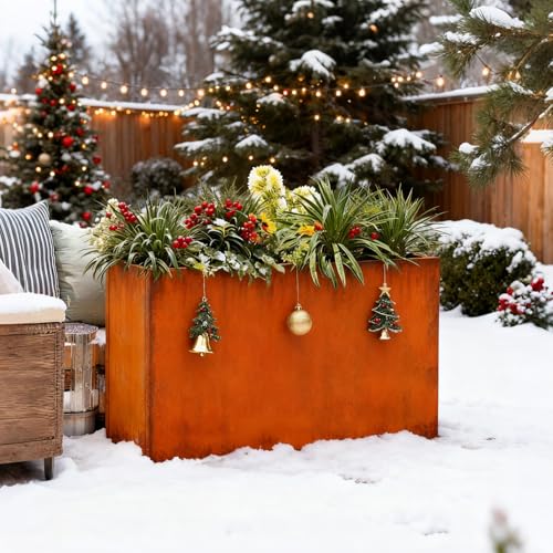 Corten Steel Rectangular Planter 30" L x 12" W x 24"H Steel Outdoor Planter